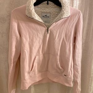 Hollister pink fleece quarter zip